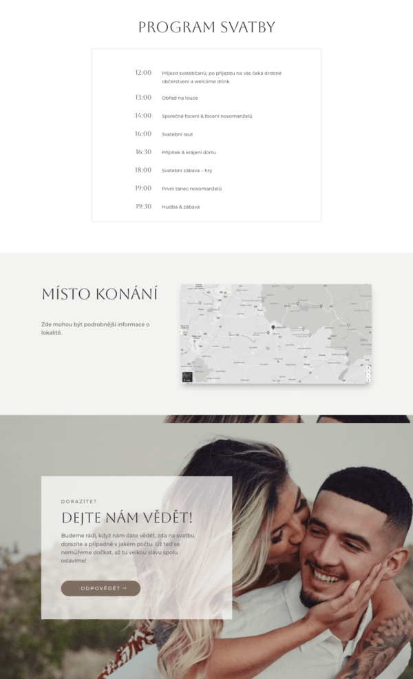 Šablona pro svatební web