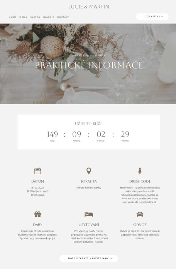 Šablona pro svatební web